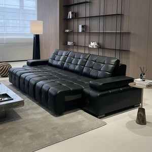 Canapé-lit électrique fonctionnel sectionnel motorisé en cuir véritable extensible pour hôtel, sans espace mural, salon - Product Image 5