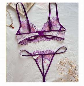 Женский кружевной комплект 2025 нижнего белья с цветочной вышивкой - Product Image 2