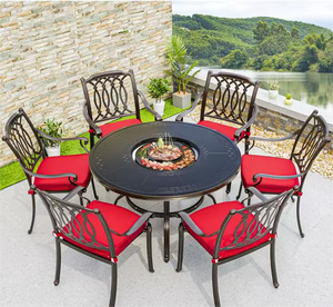 Patio jardin maison cour cuisson électrique Barbecue table en fonte d'aluminium Barbecue table ronde - Product Image 3