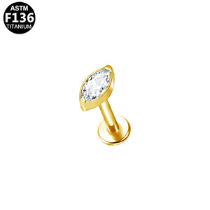 Boucles d'oreilles clous papillon en alliage de titane avec zircon marquise serti clos pour piercing d'oreille, bijoux de mode - Product Image 4