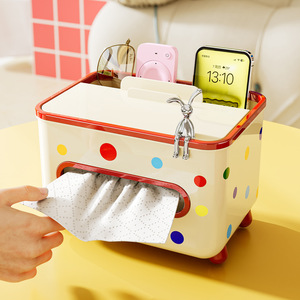 Multifunctional Tissue Box With Storage Compartment For Living Room And Bathroom <b>Plastic</b> Pull Out Tissues - Product Image 1