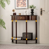 Nouvelle table console semi-circulaire en bambou de style chinois, table d'entrée, table de couloir, table murale, table de maquillage, meubles de maison