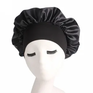 Mulheres Sleep Night Cap Wide Band Satin Bonnet chapéu Beleza Hair Care Cap Acessórios para o cabelo