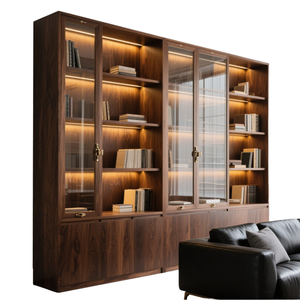 고급 사용자 정의 만든 현대적인 스타일 나무 캐비닛 책 선반 유리 문 나무 디스플레이 랙 홈 오피스 거실 호텔 - Product Image 4