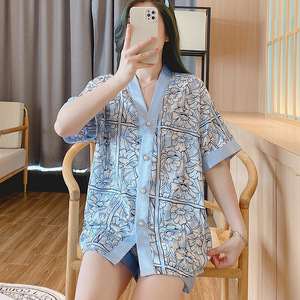 Pijamas femininos de manga curta, pijamas femininos de grandes dimensões, sucesso asiático, roupa de dormir - Product Image 5