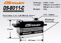 DSpower Moteur Brushless Étanche 17KG à Corps Court, Boîtier Métallique Numérique, Servo à Profil Bas pour Voitures RC 1/10 1/8, Drift et Robots