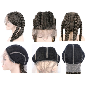 Vente en gros perruques longues tressées pour femmes noires torsadées noires 4x Box Braid Lace perruque Natural Front perruques synthétiques légères 32 pouces - Product Image 3