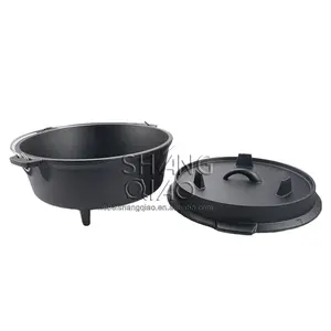 Pre-Seasoned 6QT/9QT Camp Dutch Oven With All-Round Cast Iron Casserole Pot And Dual Function Lid Skillet