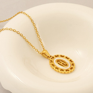 Zogxin Gold Plated Letter Pendant Necklace Women Oval Alphabet Charm Chain Fine Jewelry Everyday Wear - Product Image 2