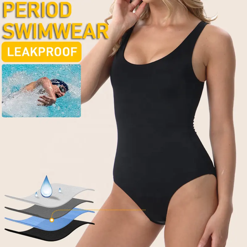 Period Bathing Suit One Piece Leak Proof Heavy Flow Absorbent Swimsuit Postpartum Beachwear Swimming Period Menstrual Swimwear