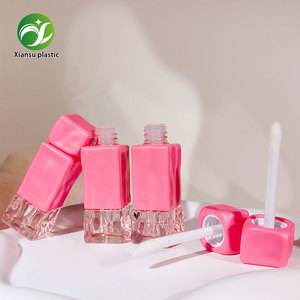Yüksek kalite 4ml kare dalgalı şeffaf dudak parlatıcısı boş tüp dudak ambalaj konteyner pembe Mini özel dudak parlatıcısı tüpleri - Product Image 3