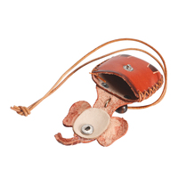 Porte-clés mini pochette éléphant mignon en cuir fait main, breloque de sac animal, pendentif décoratif artisanal pour rétroviseur de voiture, cadeau promotionnel
