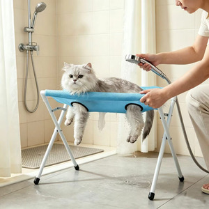 Support de bain multifonctionnel fixe pour animaux de compagnie, pour usage en salle de bain, pour la tonte et le toilettage des poils - Product Image 1