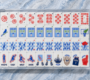 Tuiles de Mahjong Style Sportif – Collection Premium Motif Basketball Bleu Rouge – <span class=keywords><strong>Jeu</strong></span> de Mahjong Américain pour Passionnés - Product Image 1