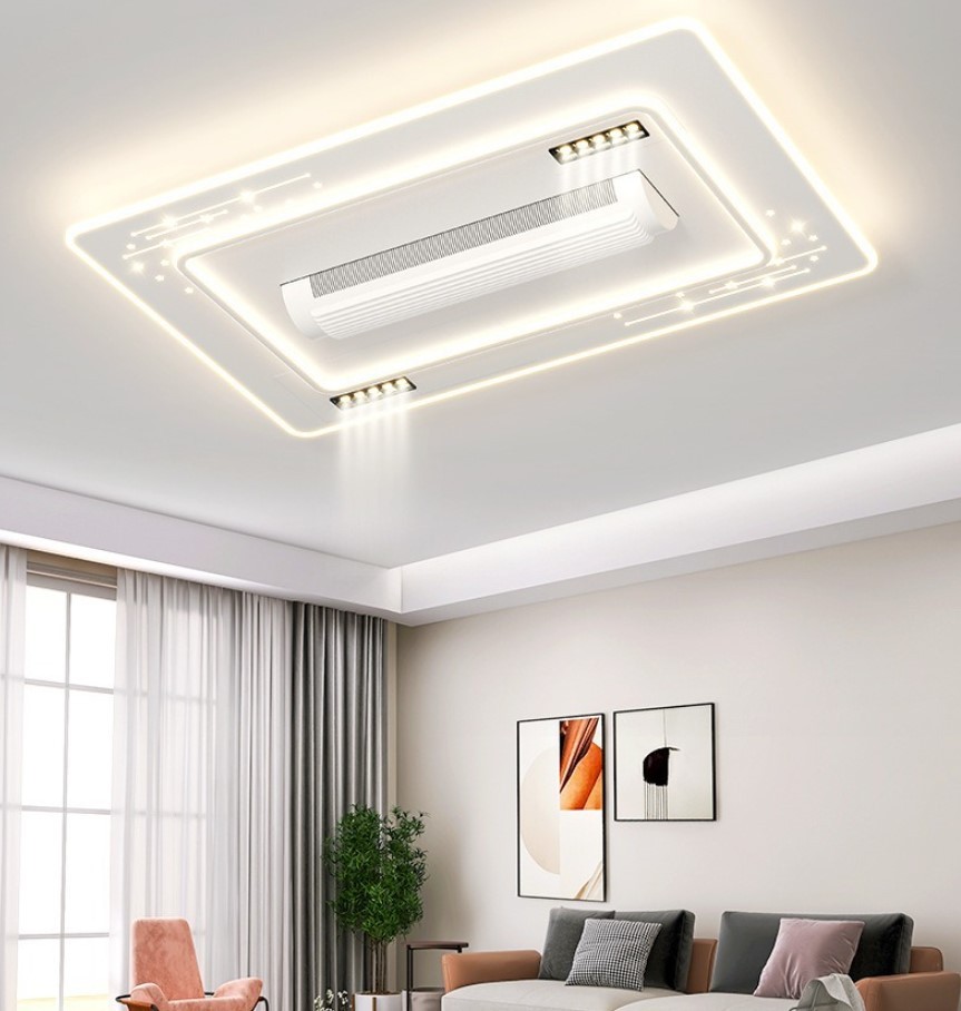 Modern 220V Full Spectrum LED Ceiling Lamp Remote Eye Protection Bladed Fan Acrylic Cover Square Living Room Master Bedroom