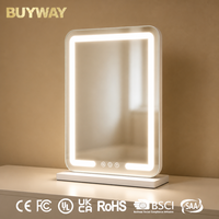 Miroir de maquillage Hollywood avec éclairage LED SMD 3 couleurs, lumière tactile à intensité variable, miroir rectangulaire de 46,5 cm, pour table ou bureau