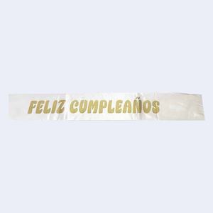 Écharpe d'anniversaire blanche avec lettres dorées, décoration élégante pour fête, lot de 12 pièces - Product Image 1