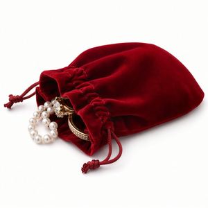 Pochette en velours violet exclusif avec cordon de serrage, sac d'emballage pour bijoux avec logo personnalisé pour les petites entreprises, cadeaux haut de gamme - Product Image 2