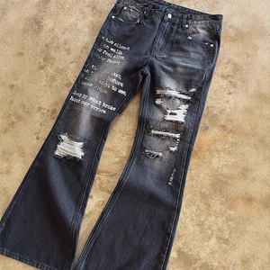 Nuevos Jeans de Moda para Hombre, Lavados, Negros, Desgastados, Estilo Jean Noir Homme, Corte Slim <span class=keywords><strong>Fit</strong></span>, Estilo Boot Cut, Acampanados y Estampados - Product Image 2