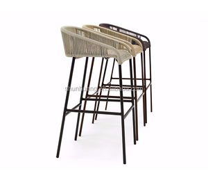 Style nordique hôtel extérieur patio jardin bistro tabouret meubles tissé corde en aluminium chaise de bar haute chaise de salle à manger - Product Image 5