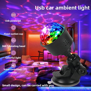 Mini Lámpara LED de Discoteca, Proyector con Alimentación USB, Luz Nocturna RGB con Rotación Automática para Auto, KTV, Decoración de Fiestas Navideñas - Product Image 2