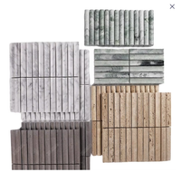 Mosaïque murale de douche verticale en pierre naturelle hexagonale moderne, motif marbre vert cannelé lilas