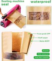 Bolsas de Papel Kraft Marrón Lisas con Ventana, con Cierre Zip, para Envasado de Alimentos, Venta al Por Mayor de Fábrica