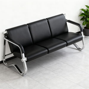 Banco de Espera Económico de Cuero Verde para Aeropuerto, Silla de Espera de 3 Plazas para <span class=keywords><strong>Sal</strong></span>ón, Sofá de Espera para Clientes - Product Image 5