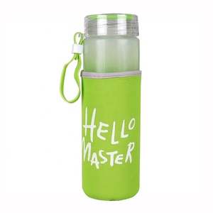 Bouteille d'eau en verre dépoli à large <span class=keywords><strong>bouche</strong></span> Hello Master avec logo personnalisé de 480ml avec manchon en néoprène - Product Image 6