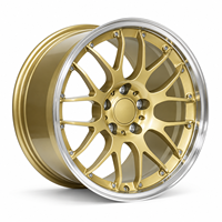 Jantes forgées 6061-T6 à rayons fendus dorés avec lèvre chromée, finition or poli concave, 18-22 pouces, 5x112 5x114.3 pour BMW Audi Mercedes-Benz