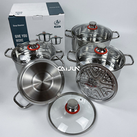 Offre Spéciale de casseroles à vapeur en acier inoxydable 4 pièces, batterie de cuisine avec couvercle
