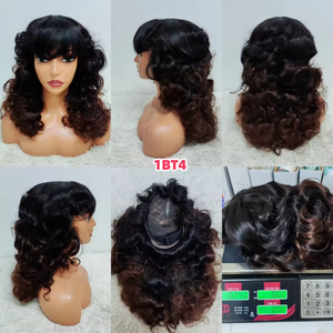 Letsfly Promotion 78$ Bouncy Loose 1x3 Lace <b>Wigs</b> with Bang 22 Inches Virgin Hair Natural Color Human Hair Wholesales - Product Image 3