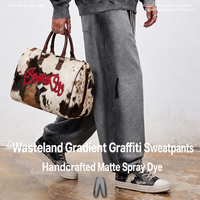 Pantalon de jogging pour homme 400g en coton pur épais, coupe ample, taille mi-basse, effet graffiti et délavé, style streetwear