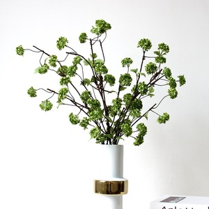 Huaxian Art Expo <b>Artificial</b> <b>Hydrangea</b> Branches Snowball Green Silk Flowers Home Decor 8-Head Vines Forest Style - Product Image 1