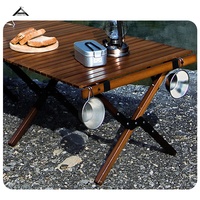 BOTEEN Tragbarer Schreibtisch Zusammen klappbarer Wildnis-Camping-Tisch Holz Aluminium Französisch Massive Gartenmöbel Fitness studio Außen