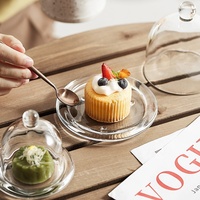Support à gâteau en verre avec couvercle, plateau de présentation de desserts anti-poussière, plateau de service de fruits pour la maison et les fêtes