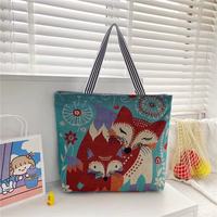Sac fourre-tout vintage en tapisserie pour femme, grande capacité, motif animalier et floral, sac à bandoulière tissé pour le shopping