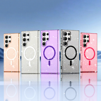 Étui de téléphone minimaliste fin et transparent avec paillettes magnétiques en TPU PC, résistant aux chocs et aux chutes pour Samsung S26 Ultra Plus