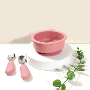 Tazón de alimentación de bebé de silicona sin BPA al por mayor tazón de oso alimentador de succión con juego de cuchara y tenedor - Product Image 6