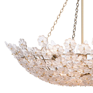 Lustre moderne <span class=keywords><strong>Charlotte</strong></span> à 12 lumières en verre et fleurs, pour villa, salon, restaurant, bronze, laiton antique, intérieur - Product Image 3