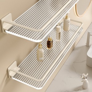 Bathroom Shelf 50X30Cm 2 Tier Wall Mounted Storage Rack For Toilet Shower Durable Rectangular Design - Product Image 1