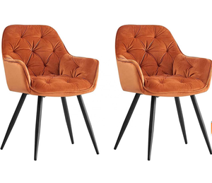 Chaises de salle à manger en tissu velours rembourrées avec accoudoirs, design moderne, confortables, pour café, hôtel - Product Image 3