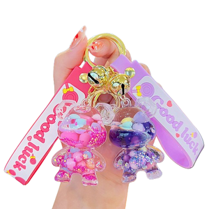 <span class=keywords><strong>Kawaii</strong></span> lucu bentuk beruang kekerasan Boba akrilik transparan Boba isi minyak air pengocok mengambang akrilik cair gantungan kunci liontin