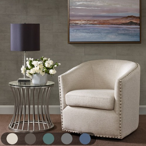 Fauteuil pivotant OE HOME Tyler, fauteuil moderne réglable en hauteur avec appui-tête, revêtement en velours pour salon et bureau à domicile - Product Image 5