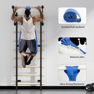 Barra di stallo <span class=keywords><strong>in</strong></span> <span class=keywords><strong>legno</strong></span> per uso domestico con cinghie di sospensione e attacco per barra di immersione Pull-Up 10 aste strategiche per la formazione scolastica e domestica - Product Image 4