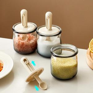 Custom 300ml Telescopic Glass Seasoning <b>Jar</b> Bottle Retractable <b>Spice</b> <b>Jars</b> Containers with Slide Spoon for Herbs Condiments Salt - Product Image 2
