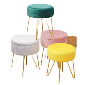 Factory Price Factory Direct Modern Nordic Velvet Round <b>Storage</b> Living Room Ottoman for Apartment and Hotel Use - Product Image 1