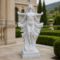 Statue d'ange en marbre, figure féminine ailée sculptée en marbre blanc, sculpture de jardin pour la décoration de la cour, du hall de la villa