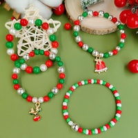 Kit de fabrication de bijoux de Noël DIY, ensemble de perles rouges et vertes avec breloques de Noël et boîte à cordon pour bracelet, collier, cadeaux artisanaux