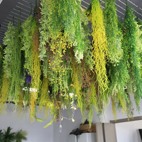 Hôtel Restaurant Hall Toit Vert Faux Feuille Herbe Panneau Mural Verdure Plafond Artificiel Suspendu Feuilles Plante pour Plafond Décor